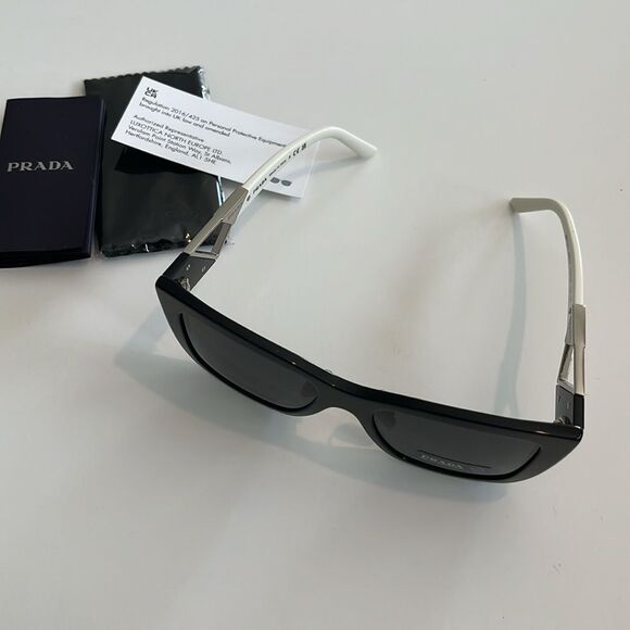 Prada 54mm geometric black and silver sunglasses main image 5